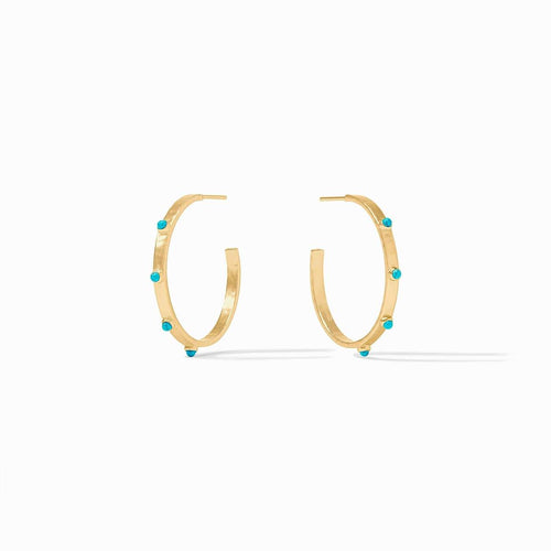Crescent Stone Turquoise Blue Hoop Earrings - HP036GTQ-Julie Vos-Renee Taylor Gallery