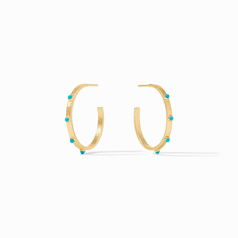 Crescent Stone Turquoise Blue Hoop Earrings - HP036GTQ-Julie Vos-Renee Taylor Gallery