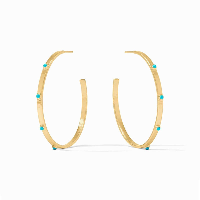 Crescent Stone Turquoise Blue Hoop Earrings - HP036GTQ-Julie Vos-Renee Taylor Gallery