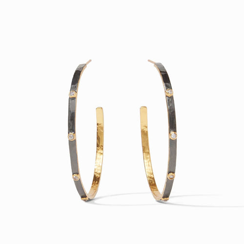 Crescent Stone Hoop Mixed Metal-Julie Vos-Renee Taylor Gallery