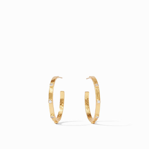 Crescent Stone Hoop Earrings-Julie Vos-Renee Taylor Gallery