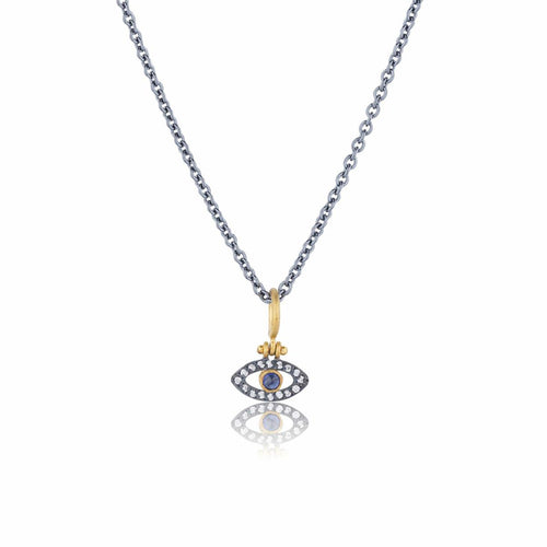Evil Eye Pendant with Diamond & Sapphire by Lika Behar