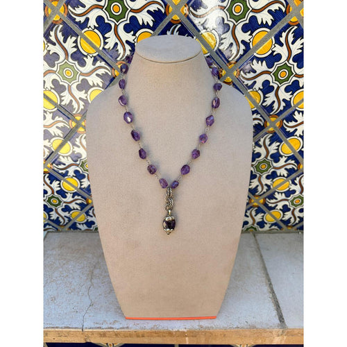 Amethyst Faceted Necklace w/ Sterling Amethyst Pendant-Carol Kahn-Renee Taylor Gallery