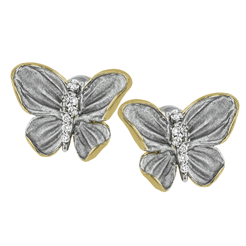 18k White & Yellow Gold Diamond Monarch Butterfly Earrings - DE267-G-Simon G.-Renee Taylor Gallery