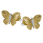 18k Yellow Gold & Diamond Monarch Butterfly Earrings - DE271-Simon G.-Renee Taylor Gallery