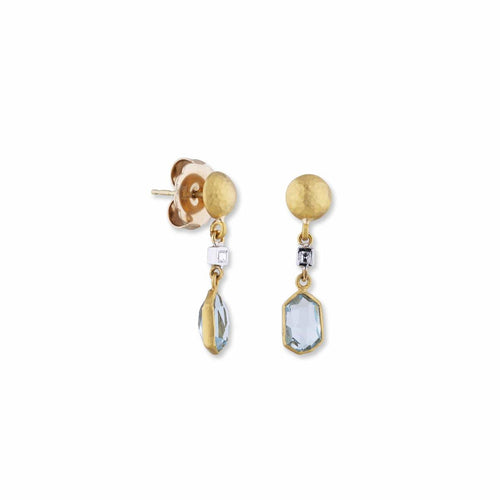Blue Topaz Deco Earrings with Diamond by Lika Behar