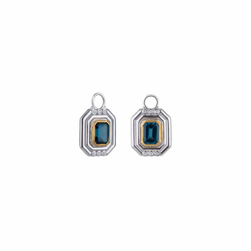 Deco London Blue Topaz Earring Drops with Hoops, Diamond by Lika Behar