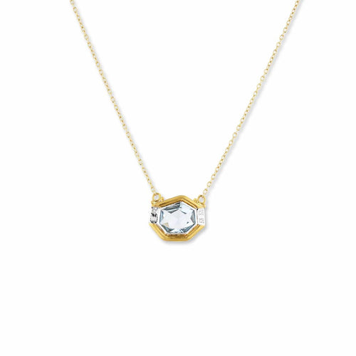 Deco Sky Blue Topaz Necklace with Diamond by Lika Behar