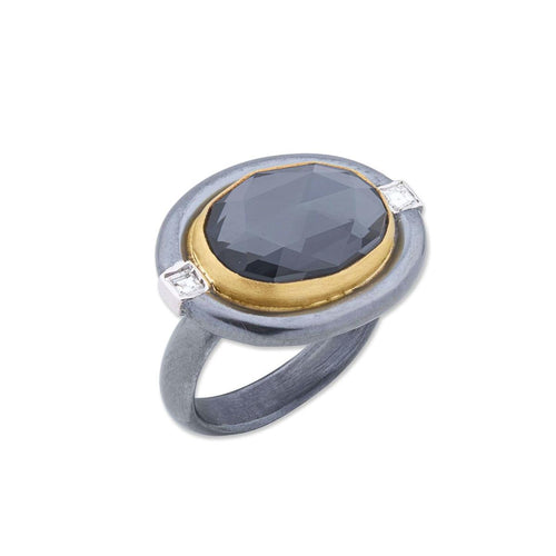Deck Ring with Hematite & Diamond by Lika Behar