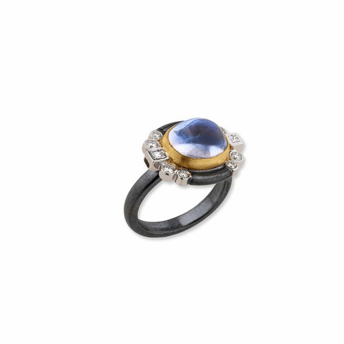 Deco Ring with Moonstone & Diamond by Lika Behar