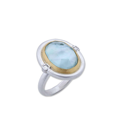 Deck Ring with Blue Topaz & Diamond by Lika Behar