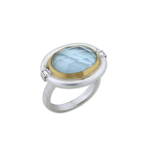 Deck Ring with Blue Topaz & Diamond by Lika Behar