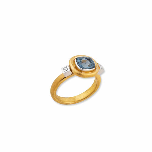 Deco Blue Gray Spinel Ring with Diamond by Lika Behar