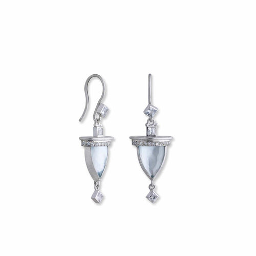Deco Earrings with Blue Topaz & Sapphire by Lika Behar