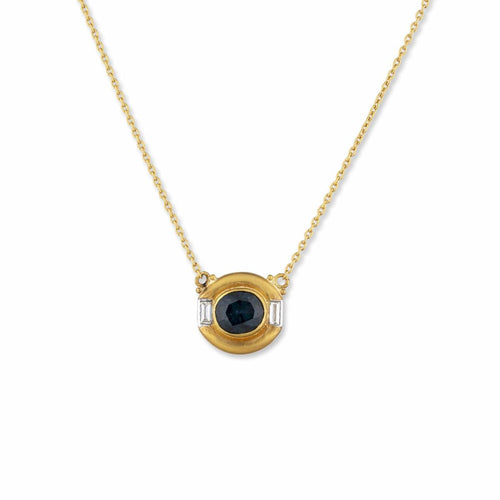 Deco Blue Spinel Necklace with Diamond by Lika Behar
