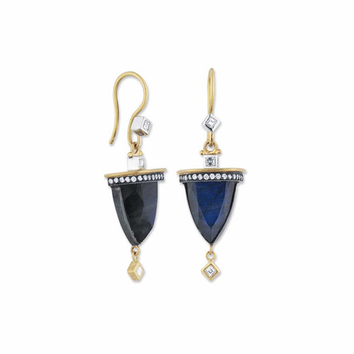 Deco Earrings with Labradorite & Diamond by Lika Behar