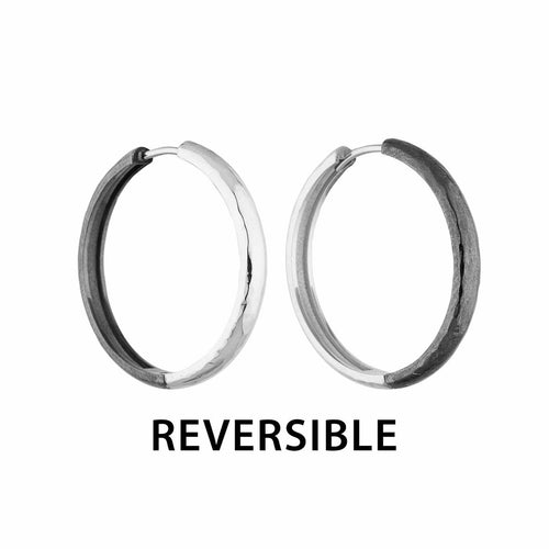 Diana Reversible Hoops 30MM Oxi-polished by Lika Behar