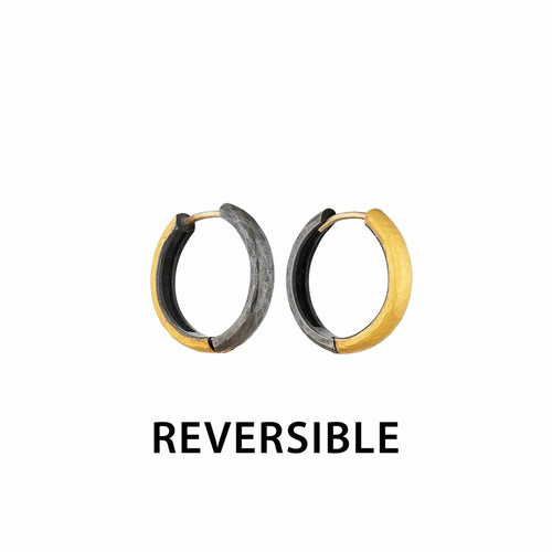 Diana Reversible Hoops 20MM 24KG-OXI by Lika Behar