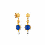 Day-n-night 10MM Triplet Earrings with Crystal Quartz & Lapis & Diamond by Lika Behar