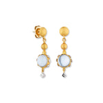 Day-n-night 10MM Triplet Earrings with Crystal Quartz & Lapis & Diamond by Lika Behar
