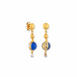 Day-n-night 10MM Triplet Earrings with Crystal Quartz & Lapis & Diamond by Lika Behar