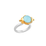 Earth & Sky Rotating Ring with Malachite & Rock Crystal & Turquoise & Diamond by Lika Behar