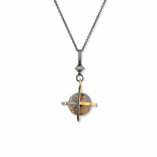 Rotating Globe Pendant with Chalcedony & Diamond by Lika Behar