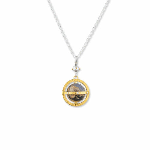 Rotating Globe Pendant with Chalcedony & Diamond by Lika Behar