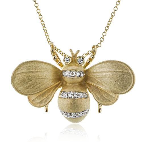 18k Yellow Gold & Diamond Bee Pendant - DP271-Simon G.-Renee Taylor Gallery