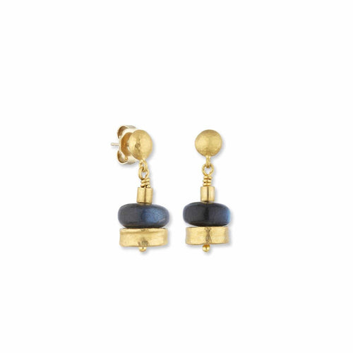 Drum Earrings with Labradorite by Lika Behar