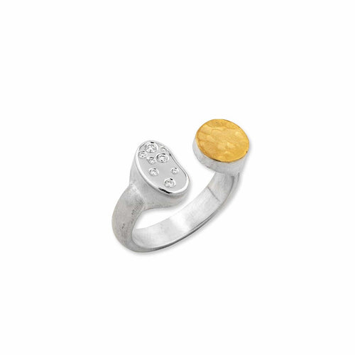 Dora Bean Ring with Sprinkled Diamonds by Lika Behar
