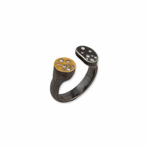 Fused & Oxy Dora Bean Ring, Extra Sprinkles with Diamond by Lika Behar