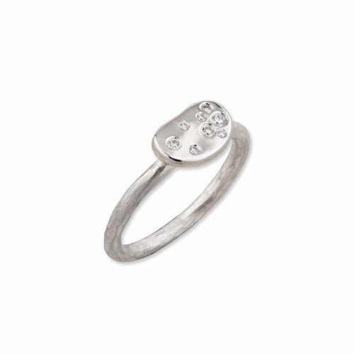 Dora Bean Single Silver Ring, Diamond Sprinle by Lika Behar
