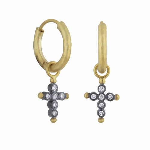Dylan Cross Ear Charms with Diamond by Lika Behar