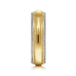 14K White-Yellow Gold High Polish Men's Wedding Band with Milgrain Edge - MBH0173-60M4JJJ-Gabriel & Co.-Renee Taylor Gallery