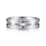 14K White Gold 6mm - Carved Men's Wedding Band in Satin Finish - MBL0125-60W4JJJ-Gabriel & Co.-Renee Taylor Gallery