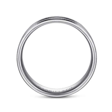 14K White Gold 6mm - Carved Men's Wedding Band in Satin Finish - MBL0125-60W4JJJ-Gabriel & Co.-Renee Taylor Gallery