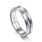 14K White Gold 6mm - Carved Men's Wedding Band in Satin Finish - MBL0125-60W4JJJ-Gabriel & Co.-Renee Taylor Gallery