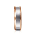14K White-Rose Gold 7mm - Two Tone Men's Wedding Band in Satin Finish - MBM0100-70T4JJJ-Gabriel & Co.-Renee Taylor Gallery