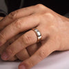 14K White-Rose Gold 7mm - Two Tone Men's Wedding Band in Satin Finish - MBM0100-70T4JJJ-Gabriel & Co.-Renee Taylor Gallery
