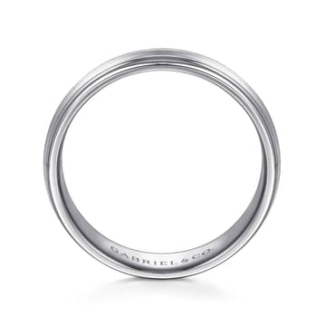 14K White Gold 6mm - Carved Men's Wedding Band in Satin Finish - MBM0170-60W4JJJ-Gabriel & Co.-Renee Taylor Gallery