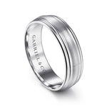 14K White Gold 6mm - Carved Men's Wedding Band in Satin Finish - MBM0170-60W4JJJ-Gabriel & Co.-Renee Taylor Gallery
