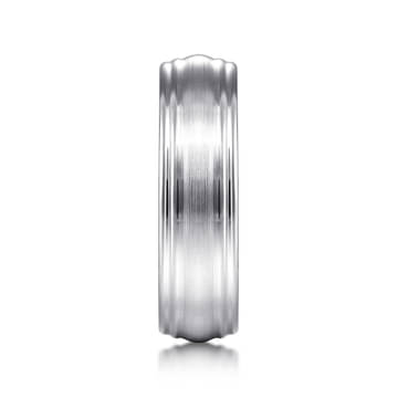 14K White Gold 6mm - Carved Men's Wedding Band in Satin Finish - MBM0170-60W4JJJ-Gabriel & Co.-Renee Taylor Gallery