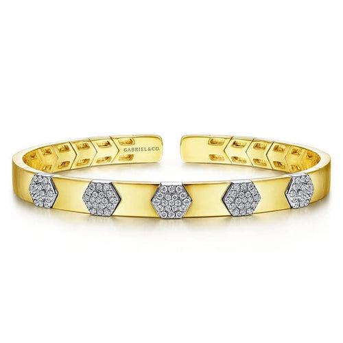 14K White-Yellow Gold Diamond Bangle Contemporary Collection – BG4446-65M45JJ-Gabriel & Co.-Renee Taylor Gallery