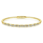 14K Yellow Gold Alternating Baguette and Round Diamond Bangle Lusso Collection - BG4219-62Y44JJ-Gabriel & Co.-Renee Taylor Gallery