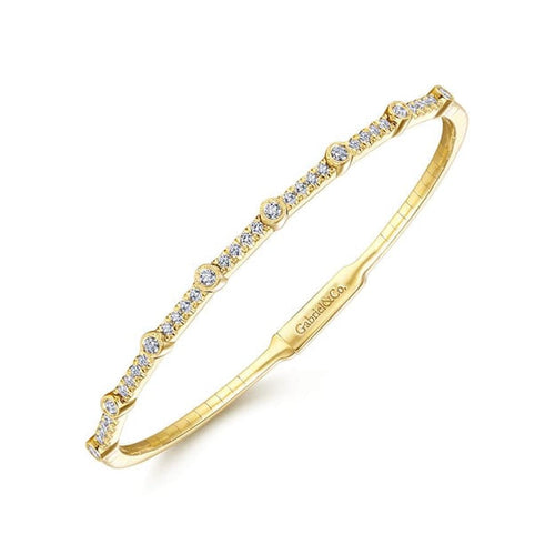 14K Yellow Gold Bezel Station Diamond Bangle – BG3843-62Y45JJ-Gabriel & Co.-Renee Taylor Gallery