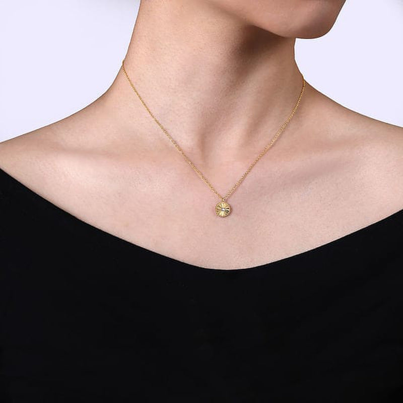 14K White & Yellow Gold Bujukan Diamond Cut Pendant Necklace - NK6862M45JJ-Gabriel & Co.-Renee Taylor Gallery