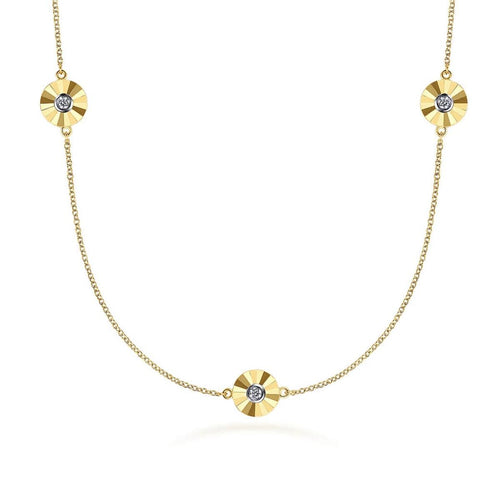 14K White and Yellow Gold Station Necklace with Diamonds – NK6939-32M45JJ-Gabriel & Co.-Renee Taylor Gallery
