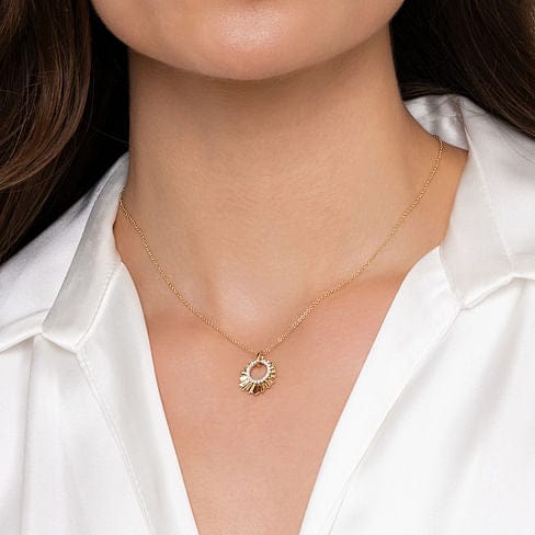 14K Yellow Gold Diamond and Diamond Cut Texture Pendant Necklace - NK7261Y45JJ-Gabriel & Co.-Renee Taylor Gallery