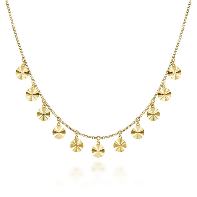 14K Yellow Gold Disc Drops Necklace - NK6556Y4JJJ-Gabriel & Co.-Renee Taylor Gallery